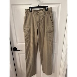LL‎ Bean Pants Mens 30x35 Tan Khaki Cargo Tropic Weight Classic Straight Leg